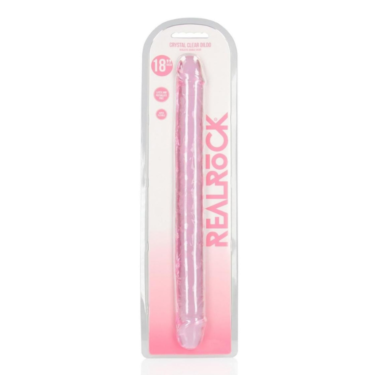RealRock-Crystal-Clear-Double-Dong-18inch-Pink - House of Vices 