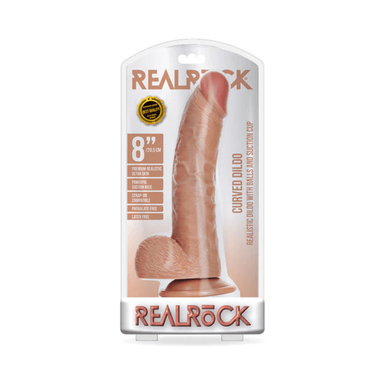 RealRockCurvedRealisticDildowithBallsandSuctionCup8in-Caramel1 - House of Vices 