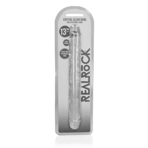 RealRock crystal clear double dong 13-inch transparent dildo in retail packaging