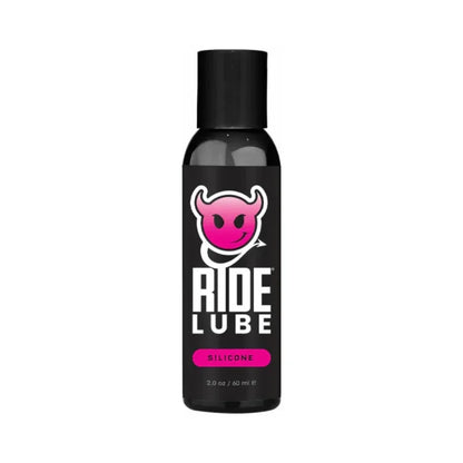 Ride Lube Silicone personal lubricant bottle with pink devil logo