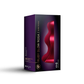 Ruby Glow Rosa saddle vibrator in sleek packaging, curved ergonomic red design
