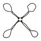 Black rope bondage restraint set with four loops and a central metal ring