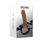 Selopa brown hollow strap-on harness adult toy packaging, body-safe silicone