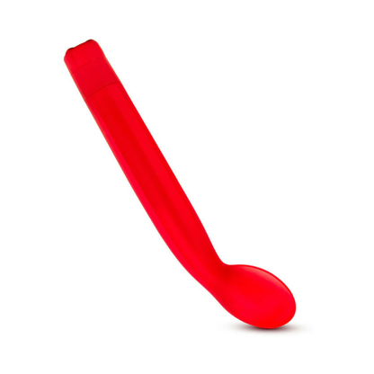 Red slimline wellness massager with curved tip, displayed on white background at House of Vices