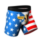 Men's boxer briefs with American flag stars and stripes, bald eagle print, pouch and fly