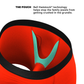 Close-up of red men’s underwear with Ball Hammock pouch and black waistband.