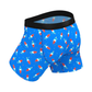 Blue men's boxer briefs with red, white, and blue popsicle print and black waistband
