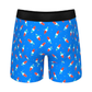 Blue men's boxer briefs with popsicle print and black waistband, back view
