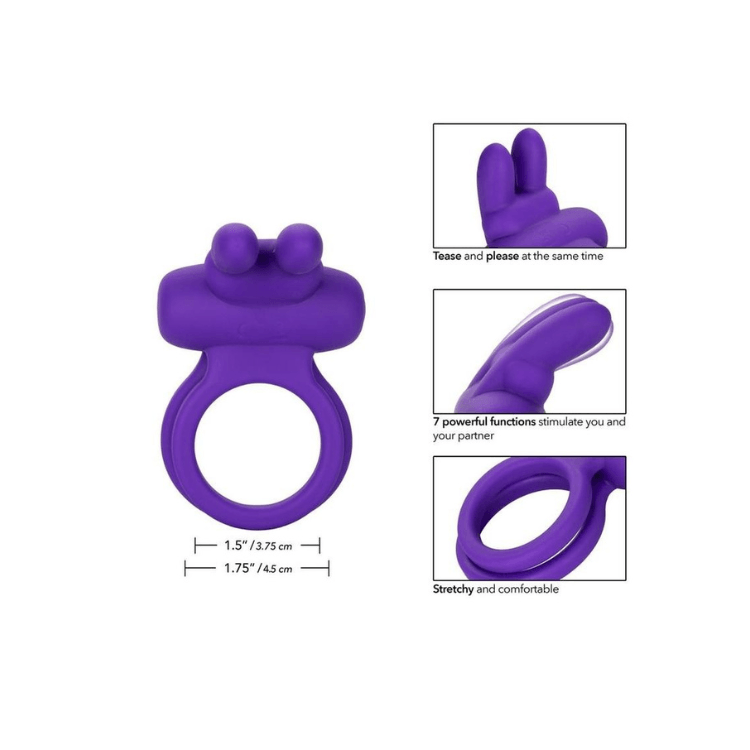 Silicone_Rechargeable_Dual_Rockin_Rabbit_Multi_Speed_Cockring_Waterproof_2 - House of Vices 