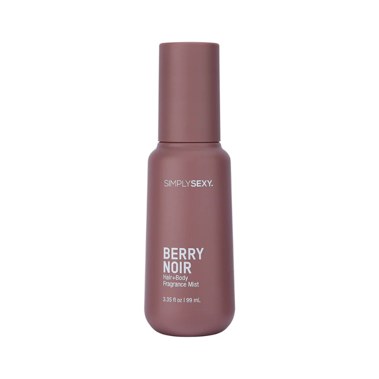 SimplySexy Berry Noir hair and body fragrance mist bottle, 3.35 fl oz, on white background