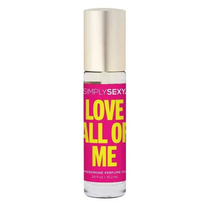 Simply Sexy Love All of Me pheromone perfume oil roll-on bottle with pink label