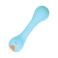 Light blue silicone adult toy with gold accent and textured grip