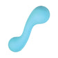 Blue curved silicone pleasure toy with textured grip for intimate wellness