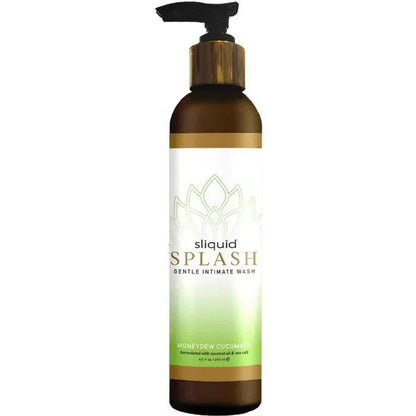 Sliquid Splash Gentle Intimate Wash in Honeydew Cucumber scent with a pump dispenser