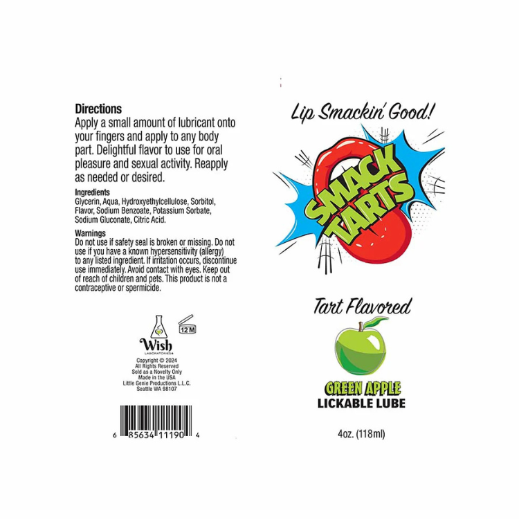 Smack_Tarts_Lickable_Sour_Green_Apple_Lube_4_oz._1 - House of Vices 