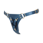 Blue adjustable leatherette harness with gold accents from House of Vices