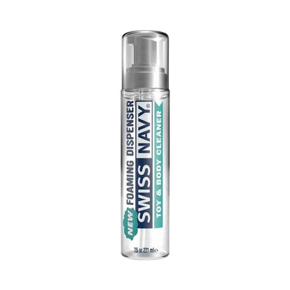 Swiss Navy Toy & Body Foaming Cleaner 7.5oz clear pump bottle on white background