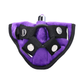 Lavender purple adjustable strap-on harness kit with black straps and metal snaps