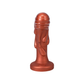 Metallic red fantasy silicone dildo with textured, flowing design and flared base