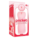 Pocket Pink realistic masturbator in pink packaging with anatomical design shown on box.
