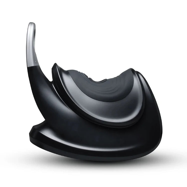 Sleek black and silver curved adult wellness device with ergonomic design