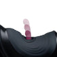 Black and pink adult pleasure device with textured sleeve and insertable shaft