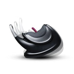 Black and silver intimate massager with flexible arms and purple accent, designed for personal wellness.
