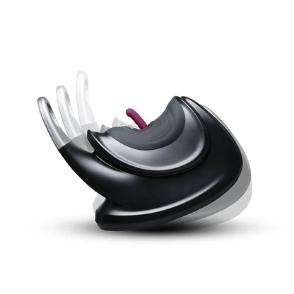 Black and silver intimate massager with flexible arms and purple accent, designed for personal wellness.