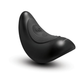 Black saddle-shaped adult toy with curved design and textured surface, isolated on white