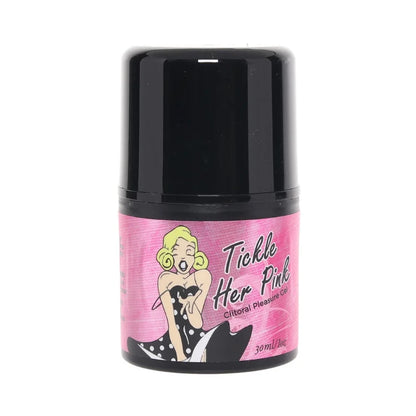 Tickle Her Pink Clitoral Pleasure Gel in a 30ml black bottle with pink label.