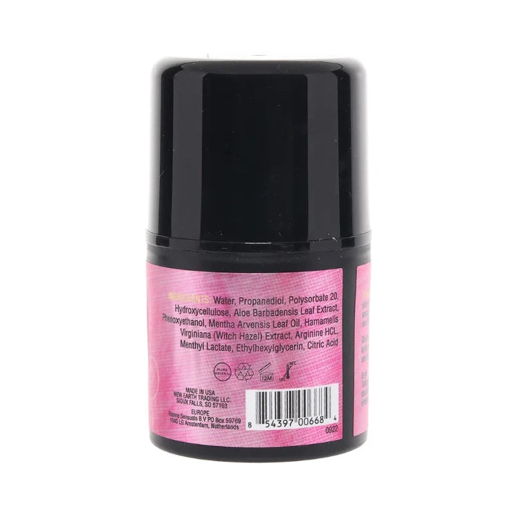 Close-up of a pink bottle label showing ingredients and product information