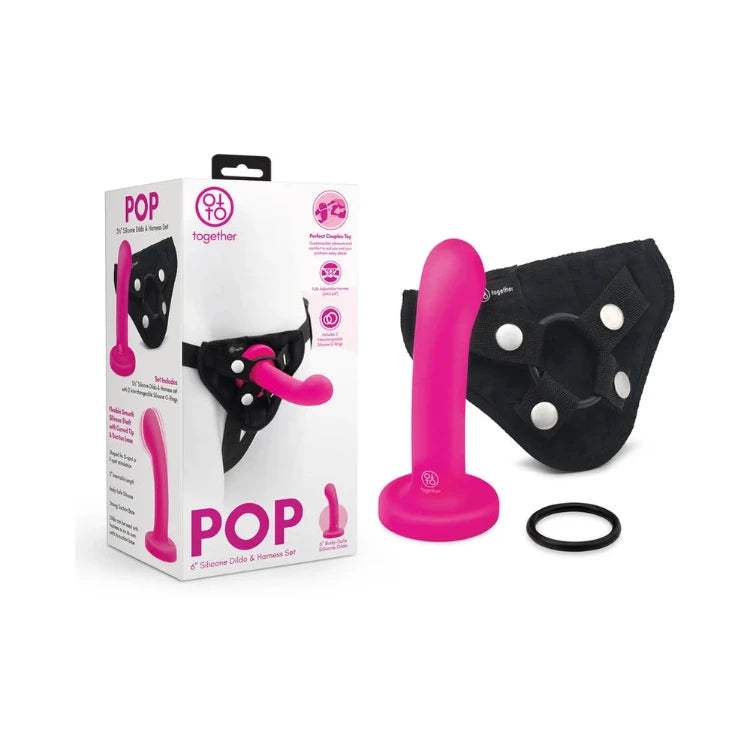 Together Pop 6 in. Silicone Dildo & Harness Set - House of Vices