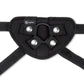 Black neoprene together bondage harness with four silver metal rivets