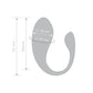 Technical diagram showing measurements of a curved sex wellness toy in millimeters.