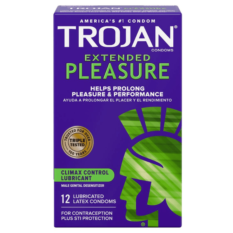 TrojanCondomPleasuresExtendedClimaxControlLubricant12Pack - House of Vices 