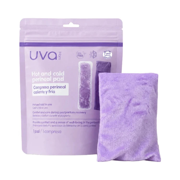 Uva Hot and Cold Perineal Pad for postpartum recovery with purple plush cover