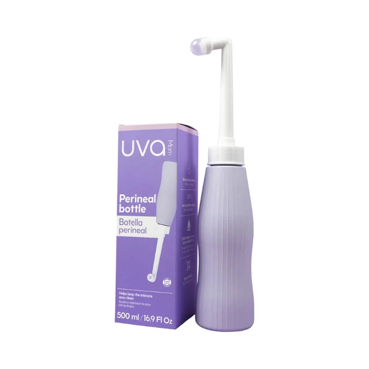 Uva Vaginal & Perineal Wash Bottle in purple with packaging