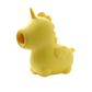 Yellow silicone unicorn-shaped personal wellness massager on white background