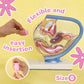 Menstrual cup size 0 shown near a female anatomy model, highlighting flexible, easy insertion.