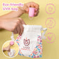 Pink menstrual cup with floral storage pouch, eco-friendly, cruelty-free, vegan, portable.