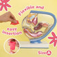 Flexible pink menstrual cup size A, easy insertion demo with anatomical model