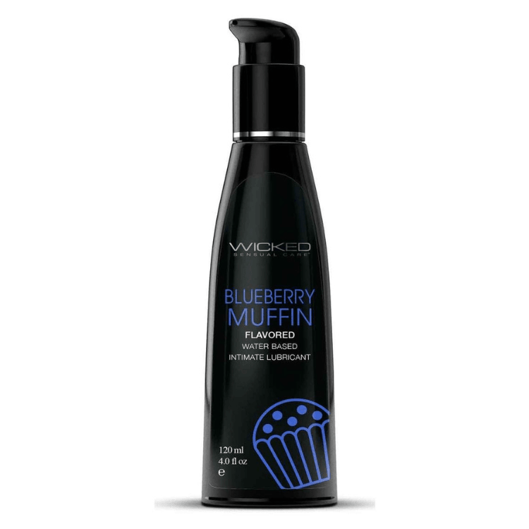 WickedAquaWaterBasedFlavoredLubricantBlueberryMuffin4oz - House of Vices 