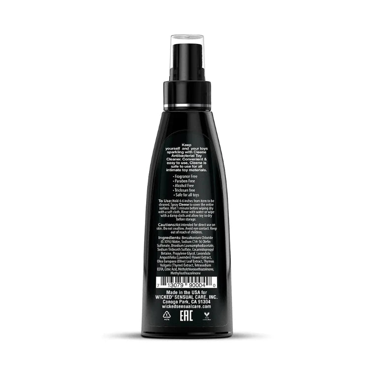 Black spray bottle for toy cleaner, fragrance-free and safe for all intimate toys