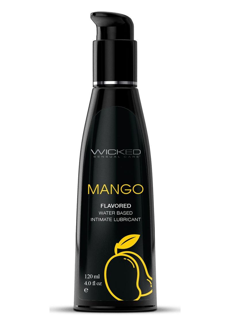 Wicked_Aqua_Water_Based_Flavored_Lubricant_Mango_4oz - House of Vices 