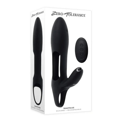 Zero Tolerance Nautilus rechargeable silicone dual cock ring with remote in black packaging