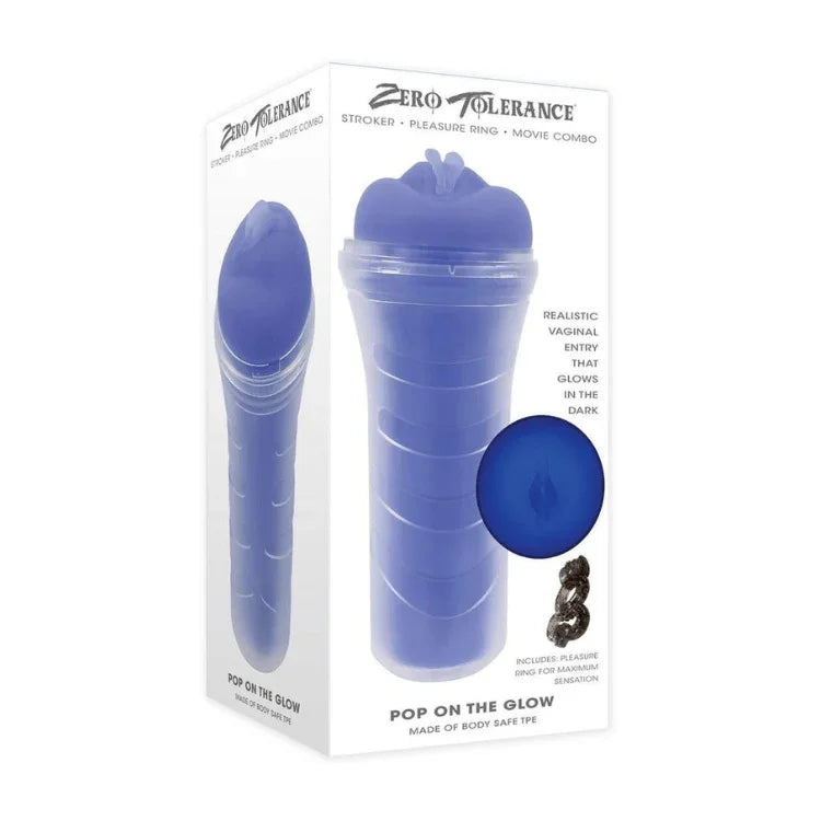Zero Tolerance Pop on the Glow pussy stroker, glow in the dark, blue packaging